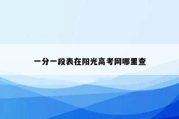 一分一段表在阳光高考网哪里查