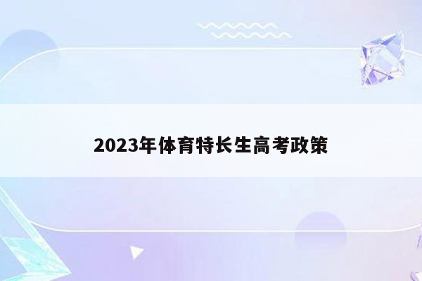 2023年体育特长生高考政策