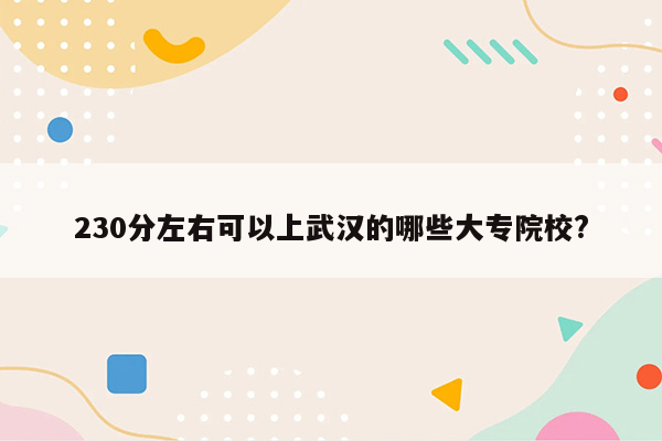 230分左右可以上武汉的哪些大专院校?