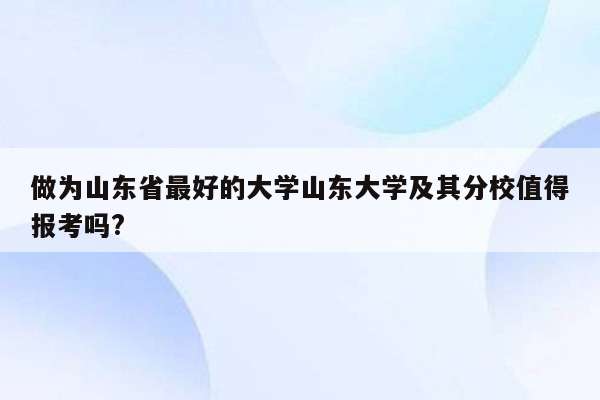 做为山东省最好的大学山东大学及其分校值得报考吗?