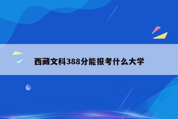 西藏文科388分能报考什么大学