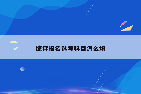 综评报名选考科目怎么填