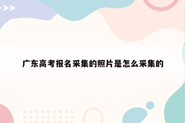 广东高考报名采集的照片是怎么采集的