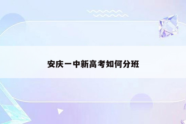 安庆一中新高考如何分班