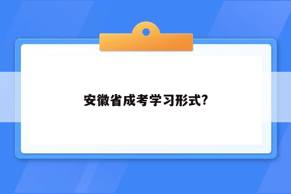 安徽省成考学习形式?