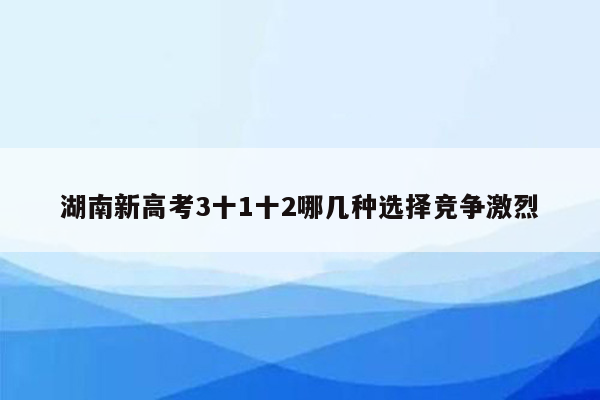 湖南新高考3十1十2哪几种选择竞争激烈