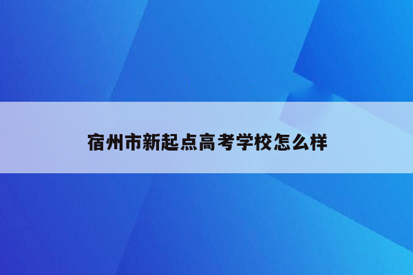 宿州市新起点高考学校怎么样