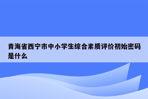 青海省西宁市中小学生综合素质评价初始密码是什么