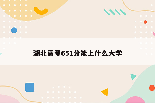 湖北高考651分能上什么大学