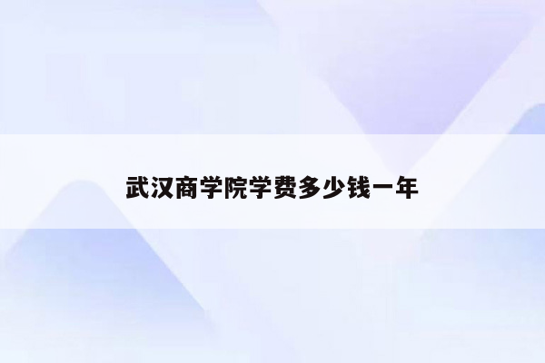 武汉商学院学费多少钱一年