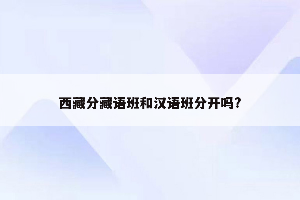 西藏分藏语班和汉语班分开吗?