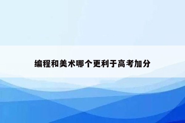 编程和美术哪个更利于高考加分