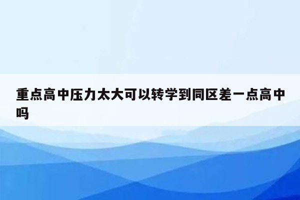 重点高中压力太大可以转学到同区差一点高中吗