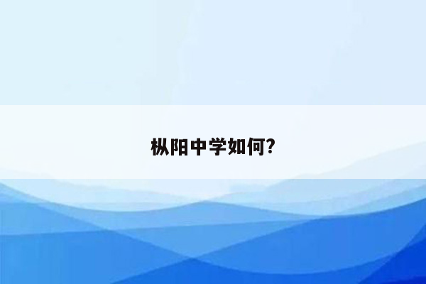 枞阳中学如何?