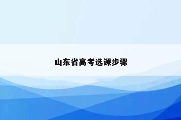 山东省高考选课步骤