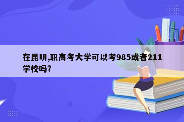 在昆明,职高考大学可以考985或者211学校吗?