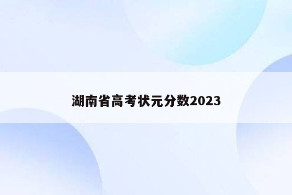 湖南省高考状元分数2023