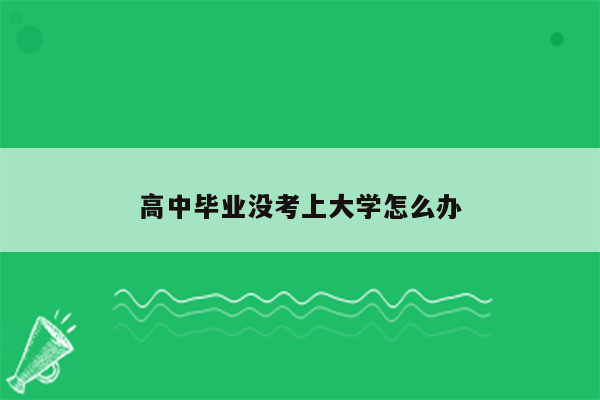 高中毕业没考上大学怎么办