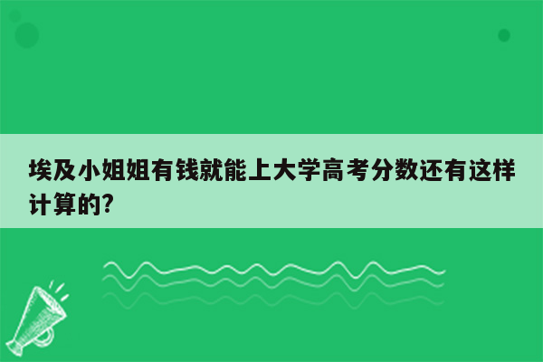 埃及小姐姐有钱就能上大学高考分数还有这样计算的?