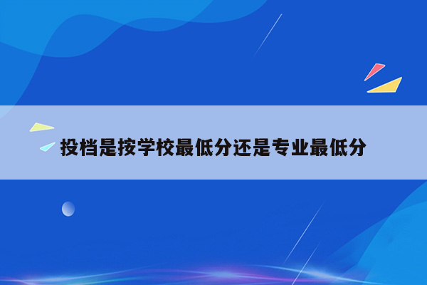 投档是按学校最低分还是专业最低分