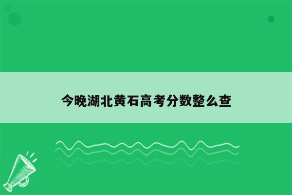 今晚湖北黄石高考分数整么查