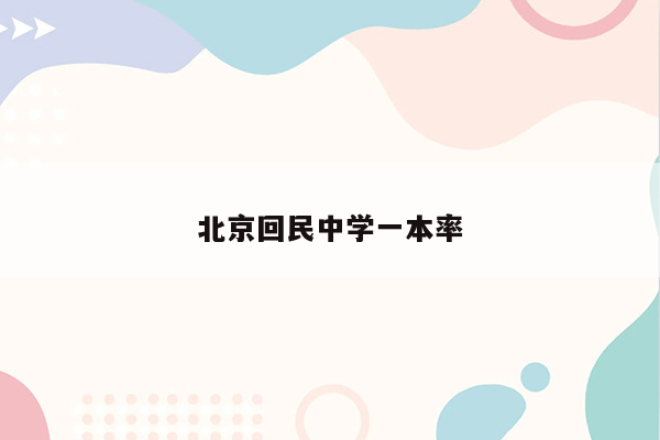 北京回民中学一本率