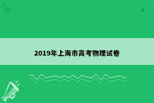 2019年上海市高考物理试卷