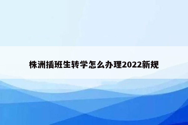 株洲插班生转学怎么办理2022新规