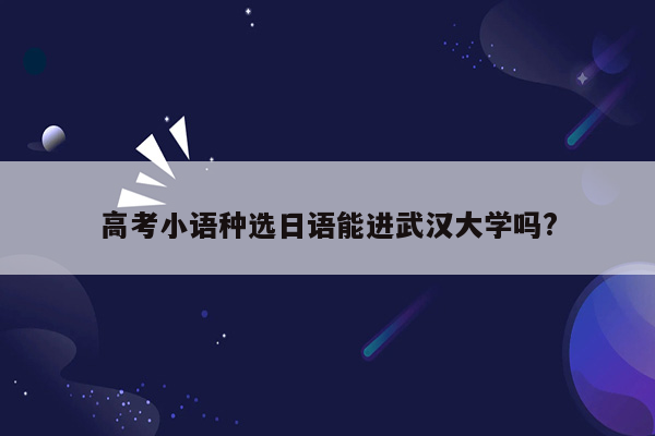 高考小语种选日语能进武汉大学吗?