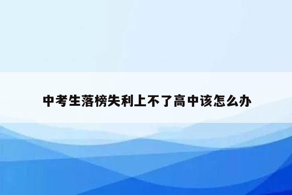 中考生落榜失利上不了高中该怎么办