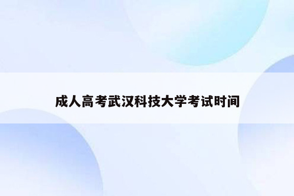 成人高考武汉科技大学考试时间