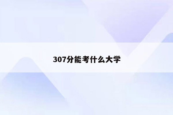 307分能考什么大学