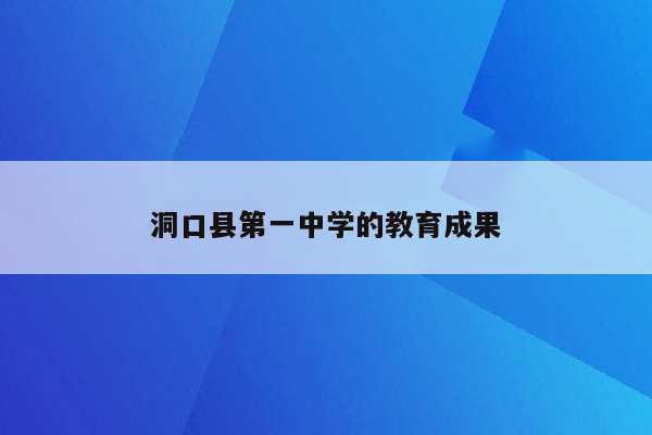 洞口县第一中学的教育成果