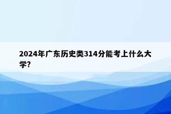 2024年广东历史类314分能考上什么大学?