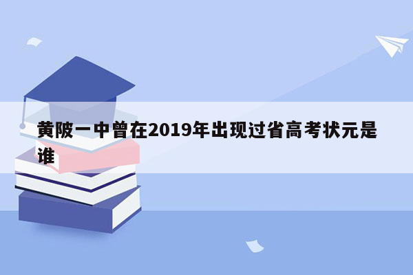 黄陂一中曾在2019年出现过省高考状元是谁