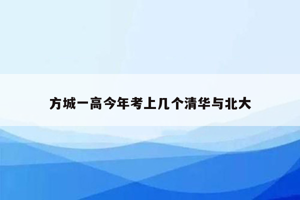 方城一高今年考上几个清华与北大