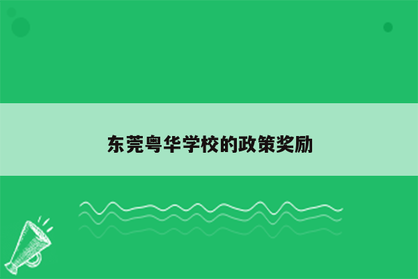 东莞粤华学校的政策奖励