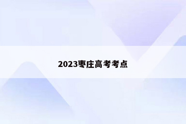 2023枣庄高考考点