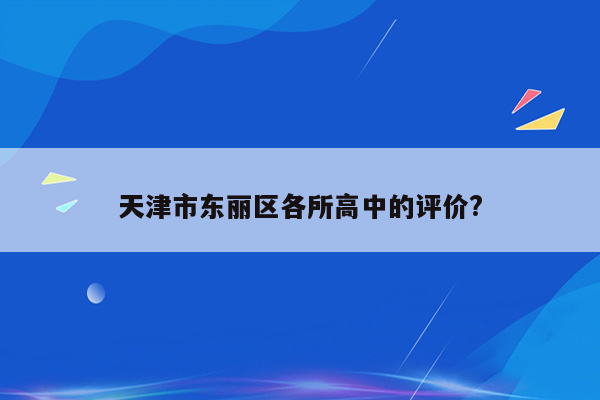 天津市东丽区各所高中的评价?