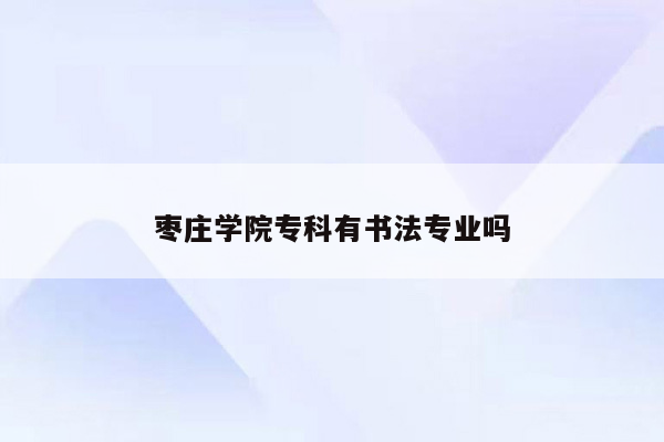 枣庄学院专科有书法专业吗