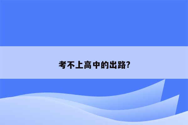 考不上高中的出路?