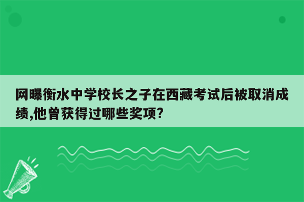 网曝衡水中学校长之子在西藏考试后被取消成绩,他曾获得过哪些奖项?