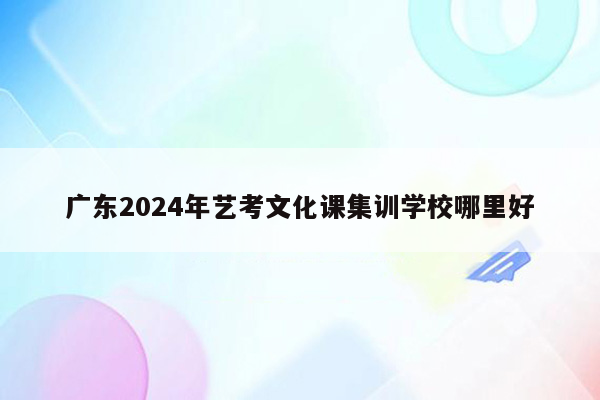 广东2024年艺考文化课集训学校哪里好