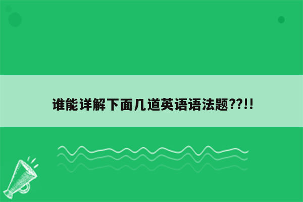 谁能详解下面几道英语语法题??!!