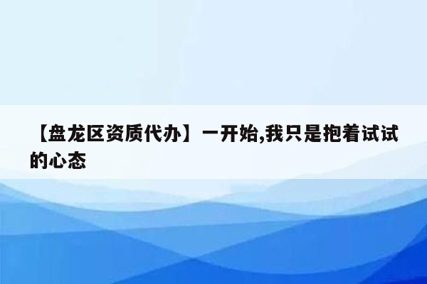 【盘龙区资质代办】一开始,我只是抱着试试的心态