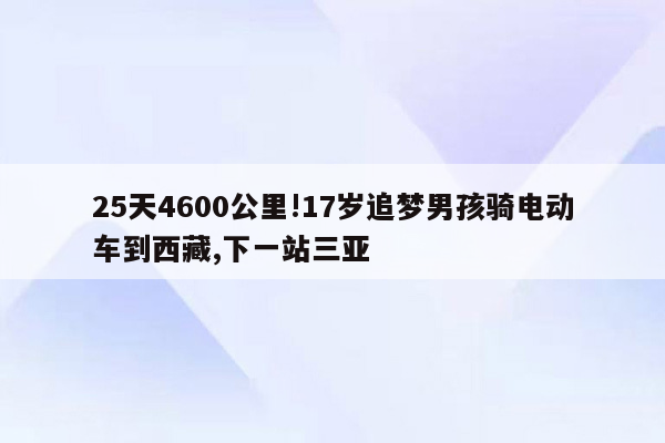 25天4600公里!17岁追梦男孩骑电动车到西藏,下一站三亚