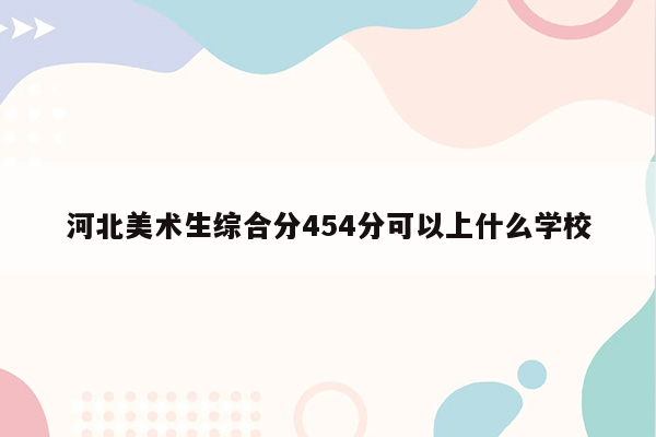 河北美术生综合分454分可以上什么学校