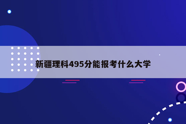 新疆理科495分能报考什么大学