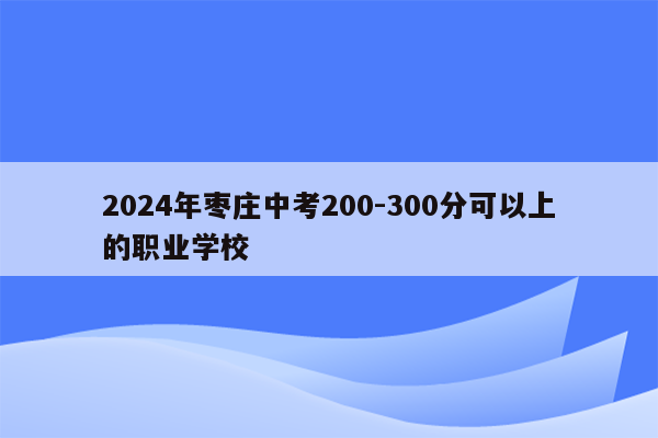 2024年枣庄中考200-300分可以上的职业学校