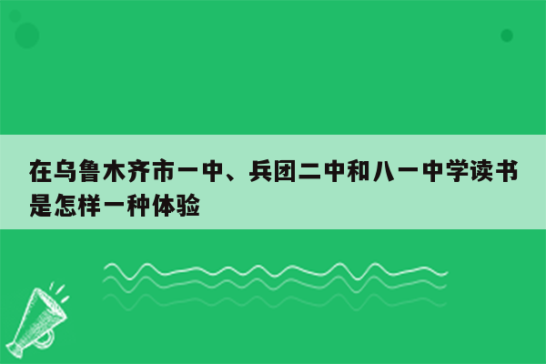 在乌鲁木齐市一中、兵团二中和八一中学读书是怎样一种体验